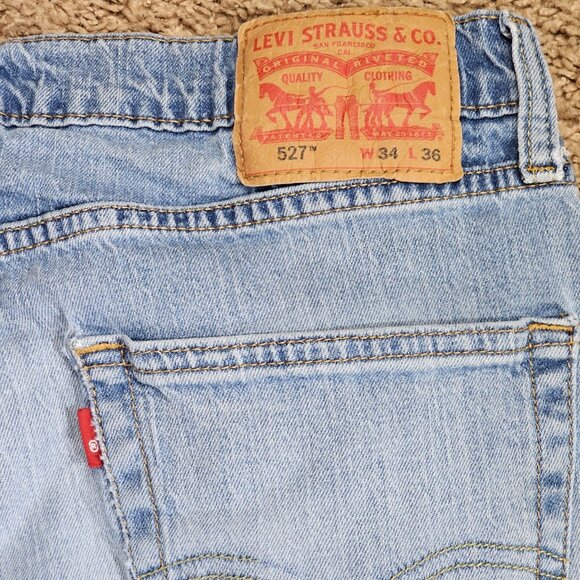 Levi's 527 Slim Bootcut Jeans Mens Tag 34x36 Act 33x33 Light Wash Stretch Denim - Picture 3 of 12